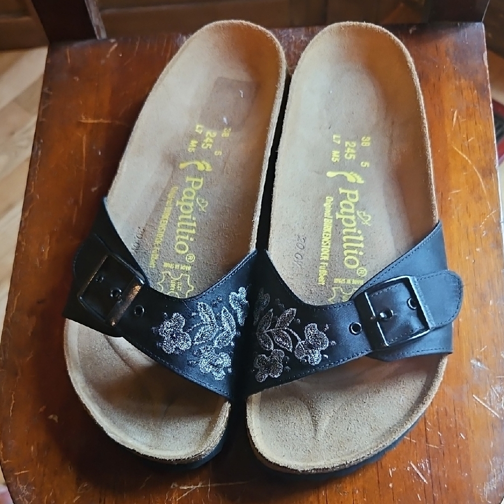 Birkenstock Black Floral Sandals